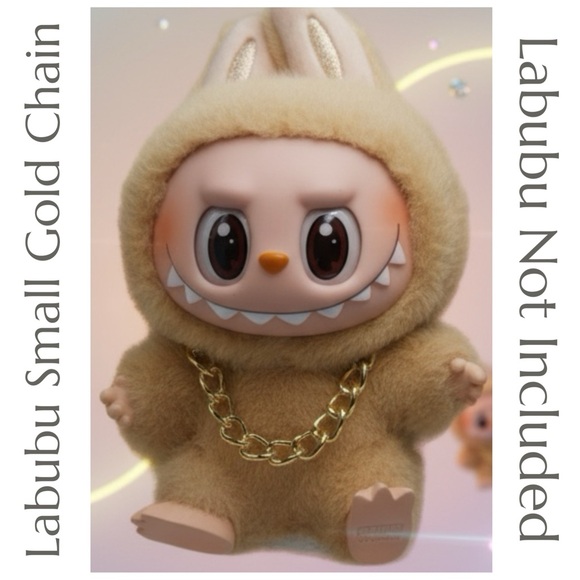 Handmade Accessories - LABUBU - Gold Tone Cuban Link Chain Necklace - Small - POPMART - Labubu Jewelry